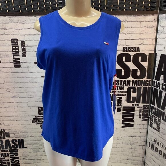 Tommy Hilfiger Sport  Blue Crew Neck Muscle Top - Picture 1 of 6